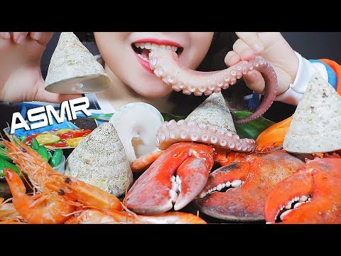ASMR SEAFOOD BOILED (OCTOPUS TENTACLE . BREAST SNAIL. LOBSTER CLAW.SHRIMP) EATING SOUND | LINH-ASMR