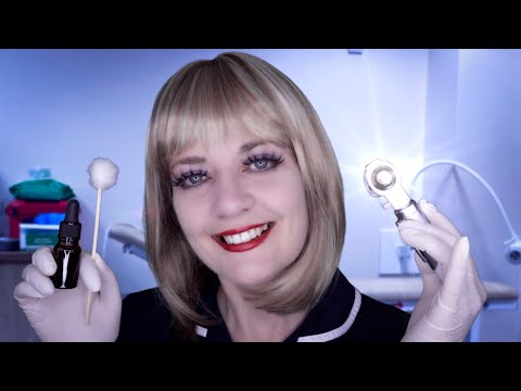 ASMR Ear Cleaning & Exam (School Nurse) Otoscope, Fizzy/Crackly Drops, Picking, Typing, Latex Gloves