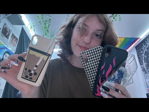 FAST tapping and scratching on phone cases ASMR whispering