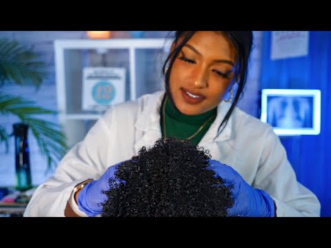 ASMR | Real Person Scalp Exam + Hair Treatments for Afro/4A Hair (Medical Roleplay)