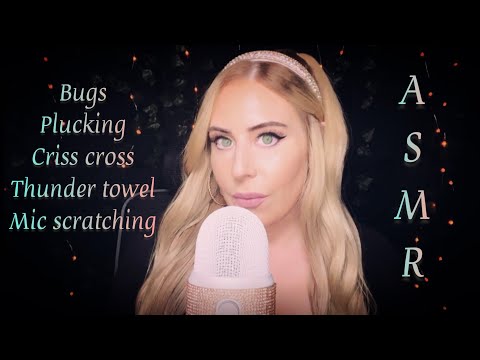 ASMR ✨ Plucking, criss cross, bugs, thunder towel, & mic scratching for tingles & relaxation ✨