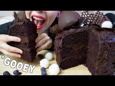 ASMR RICH GOOEY CHOCOLATE CAKE (BEST Sticky Eating Sounds) No Talking