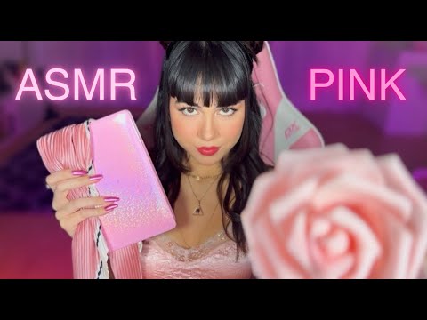 ASMR PINK 🎀 TRIGGERS color ROSA! Tapping, gloves, scratching and more! 💕