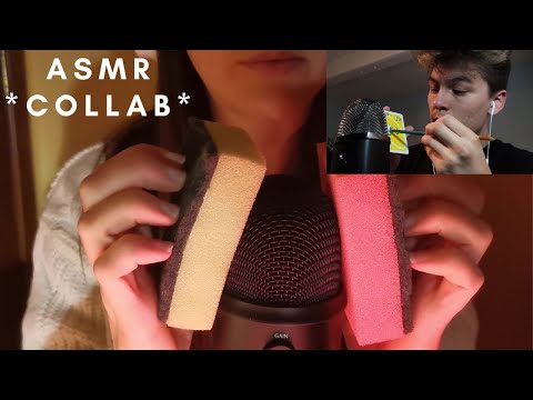 ASMR - MIC SCRATCHING with sponges, TAPPING, CLICKING, TRACING (Collab with CLOUDED ASMR)