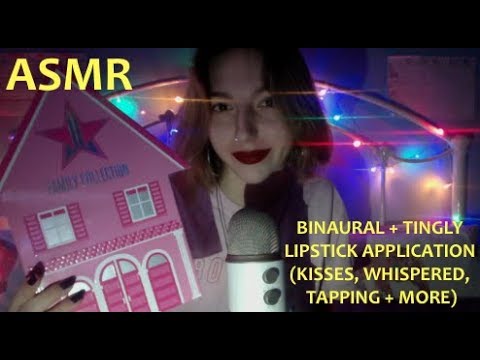 ASMR Binaural Lipstick Try On!! Jeffree Star Family Collection (whispered, tapping, kisses)