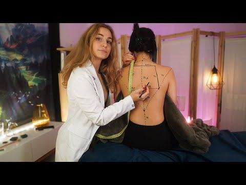 ASMR Medical BACK Symmetry MEASURING and DRAWING | real person "unintentional" asmr | soft spoken