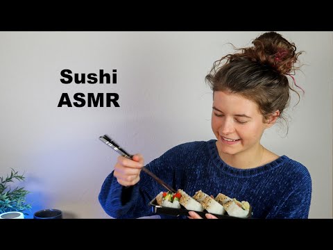ASMR - Eating Sushi and talking to you 💛 (deutsch)