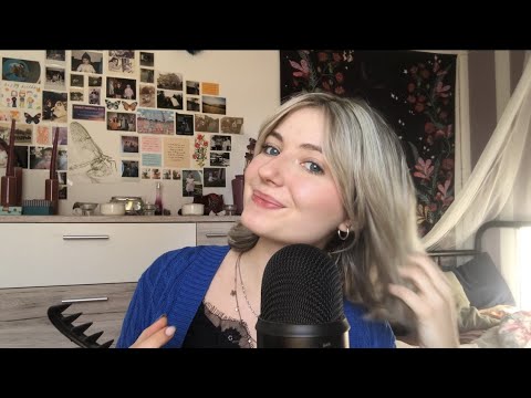 ASMR| playing with my hair| close whispering