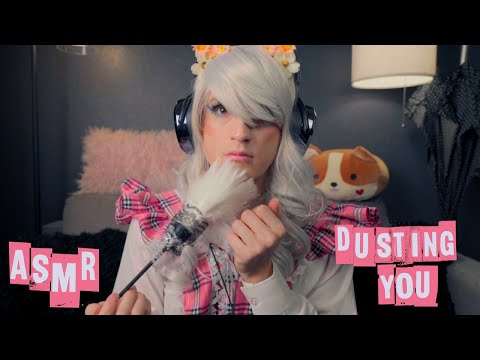 ASMR Pink Uniform Femboy Maid Gives You Mouth Sounds and Tongue Flutters While You Get Dusted