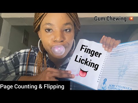 ASMR Gum Chewing~ Book Page Counting & Flipping with/without whispering| Finger Licking| Mouth Sound