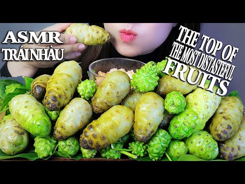 ASMR TRÁI NHÀU |  NONI FRUITS- the top of the most distasteful fruits,   EATING SOUNDS | LINH ASMR
