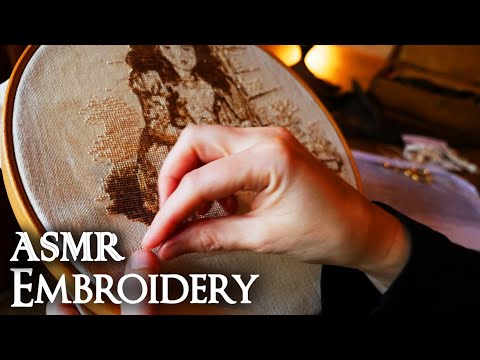 Cozy Embroidery Session | Cinematic ASMR (with some few inaudible whispers)