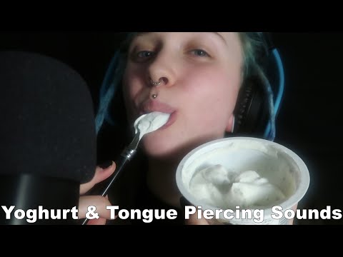 ASMR | Yogurt Eating With Some Tongue Piercing Sounds