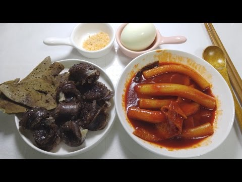 ASMR: Tteokbokki Sundae 떡볶이 순대 달걀 분식 이팅사운드 현실 먹방 Egg, Korean Street Food Eating Sounds Mukbang