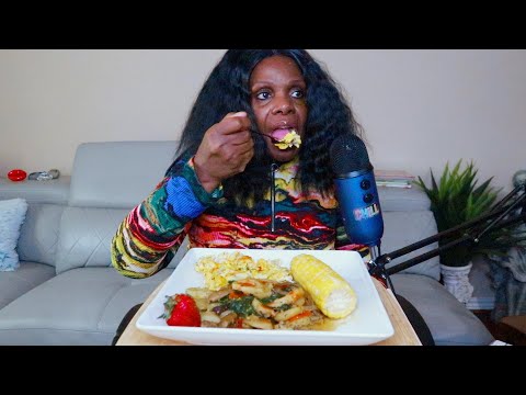 Dated And Related Mushroom Potatoes With Steam Corn ASMR EATING SOUNDS