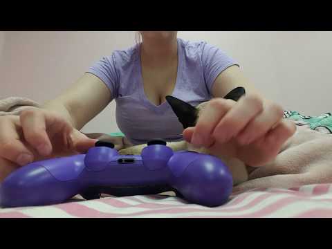 Tapping on purple things ASMR (ft. cat purring)