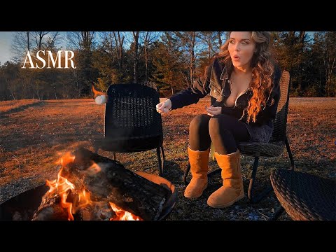 ASMR | Roasting Marshmallows 🔥 (Peaceful Outdoor Sounds - Crunchy Leaves, Whispers and more)