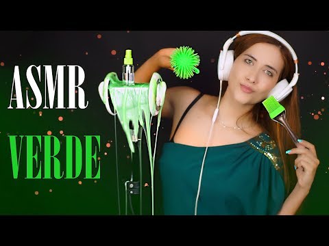 Asmr con objetos verdes relajantes | ASMR español | Asmr with Sasha