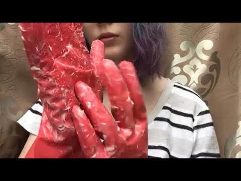 Asmr lotion sounds with gloves + closeup hand movements