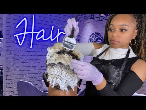 ASMR | 💤 Hair Dyeing/Coloring On Real Person With 4C Afro Hair | Sleepy Hair Salon Roleplay 💤