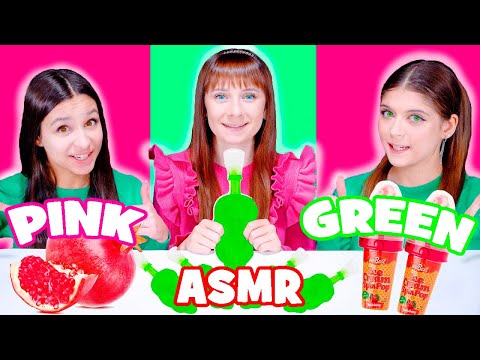 ASMR Pink Food VS Green Food Eating Sounds Mukbang