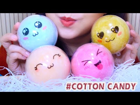 ASMR candy floss balls (Cotton Candy) SOFT TINGLY EATING SOUNDS | LINH-ASMR