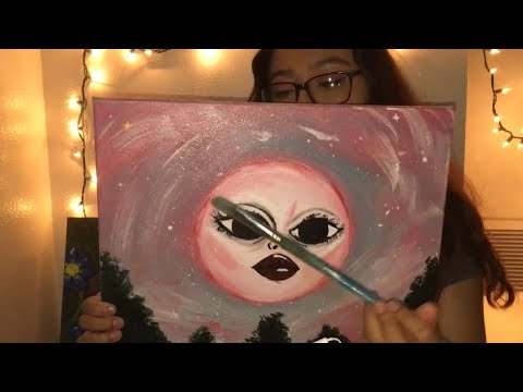 ASMR | Intense  Tapping and Brushing On My Moon Painting
