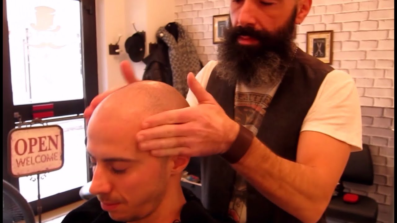 Old Style Italian Barber - Head Massage and Shaving cream - ASMR Binaural