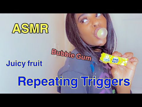 ASMR | Sweater Scratching Gum Chewing W/Repeating Triggers Juicy Fruit Bubble Gum