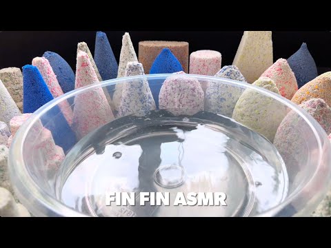 ASMR : White Sand Mixed Colorful Stone Crumbling in Water💦