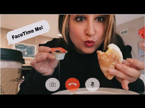 POV FaceTiming Me! ASMR Eating Dunkin Donuts Pancake Egg and Cheese Wrap with Coffee / Chitchat
