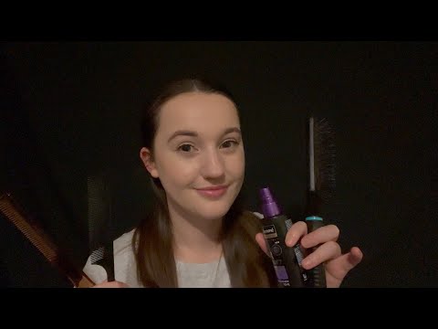 asmr on myself | hair brushing & styling long hair