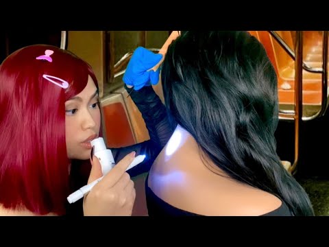 ASMR Sketchy Girl on Train Gives U Scalp Check, Back Scratch & Massage + Hair Plucking RP -light gum