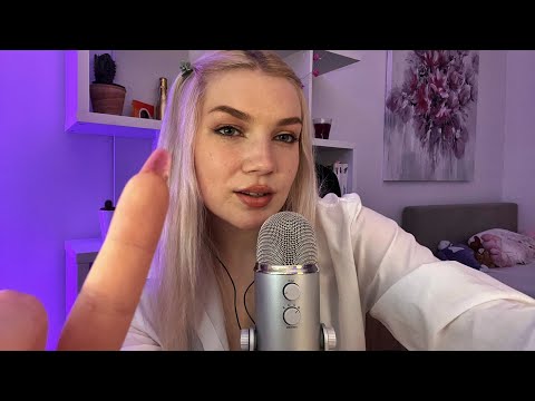 ASMR Repeating My Intro 💜 clicky and inaudible whispers, mouth sounds