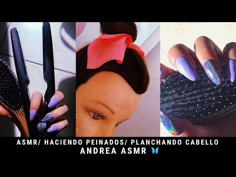 ASMR/ Haciendo peinados y planchado el cabello a una muñeca/ Andrea ASMR 🦋