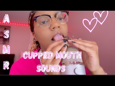 ASMR ✮ Cupped Wet Mouth Sounds ( Hand Movements, Kisses, Tongue Fluttering, Lipgloss Application )