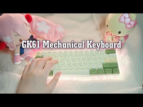 ASMR GK61 Mechanical Keyboard Typing Preview | w/Gateron Yellows & Matcha PBT keycaps