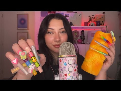 ASMR 3 inch nail on nail tapping, squishy triggers and hand movements 💅🌈 | Sydney’s CV