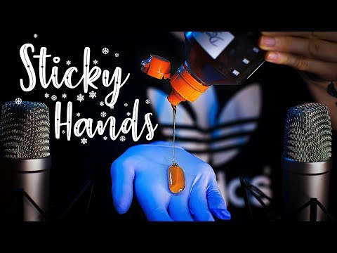 ASMR - EXTREME STICKY HAND SOUNDS ✋ with & without gloves