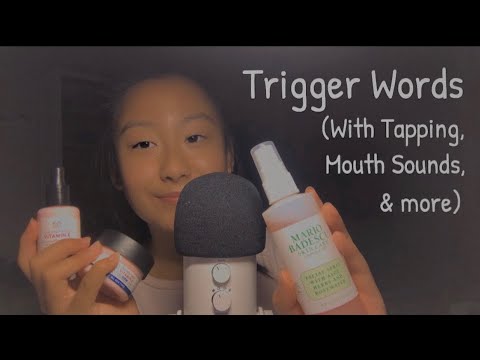 [ASMR] Trigger Words with Skin Sounds, Tapping & Mouth Sounds