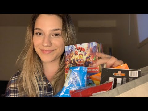 ASMR ROLEPLAY|| Getting ready for movie night with a friend || Crinkle tingles, eating sounds ||