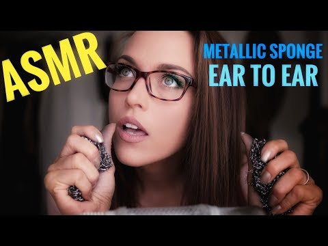 ASMR Gina Carla 👂🏽 Relaxing Metallic Sponge Ear Massage! Binaural!