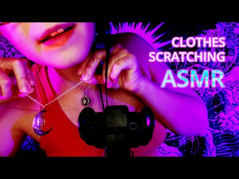 ASMR body and fabric scratching, fiddling with clothes, fixing top, playing with necklace (ear mic)
