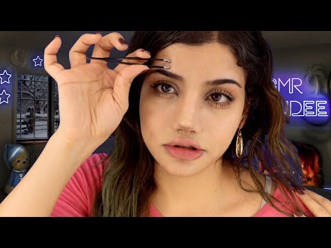 ASMR Chewing Gum While Plucking My Eyebrows
