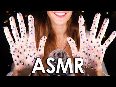 ASMR TRIGGERS 😍  TAPPING, HAND MOVEMENTS & more RHINESTONE Covered Palms 4k (No Talking) Blue Yeti