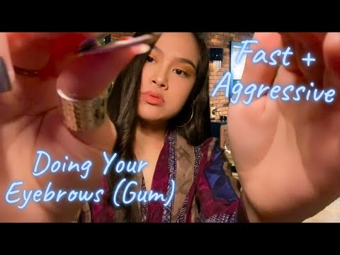 ASMR: Doing Your Eyebrows FAST and Aggressive (Gum Chewing) | Lots of Plucking 💤