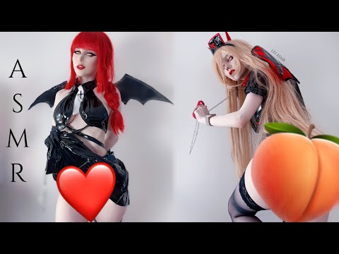 ♡ ASMR Spicy Leather / Latex Suit Scratching ♡ Makima & Power Cosplay
