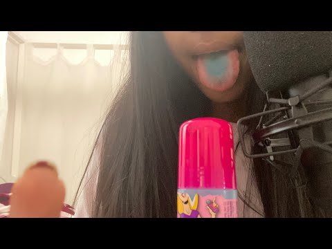 ASMR inaudible whispers + sucking on sour liquid candy 🍭