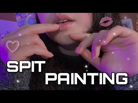 asmr. Spit Lipstick ( close up, mouth sounds, tongue clicking, gum chewing )