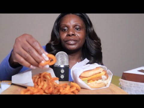 Love Me Some Curly Fries Big O Fish And Cheese ASMR eating Sounds